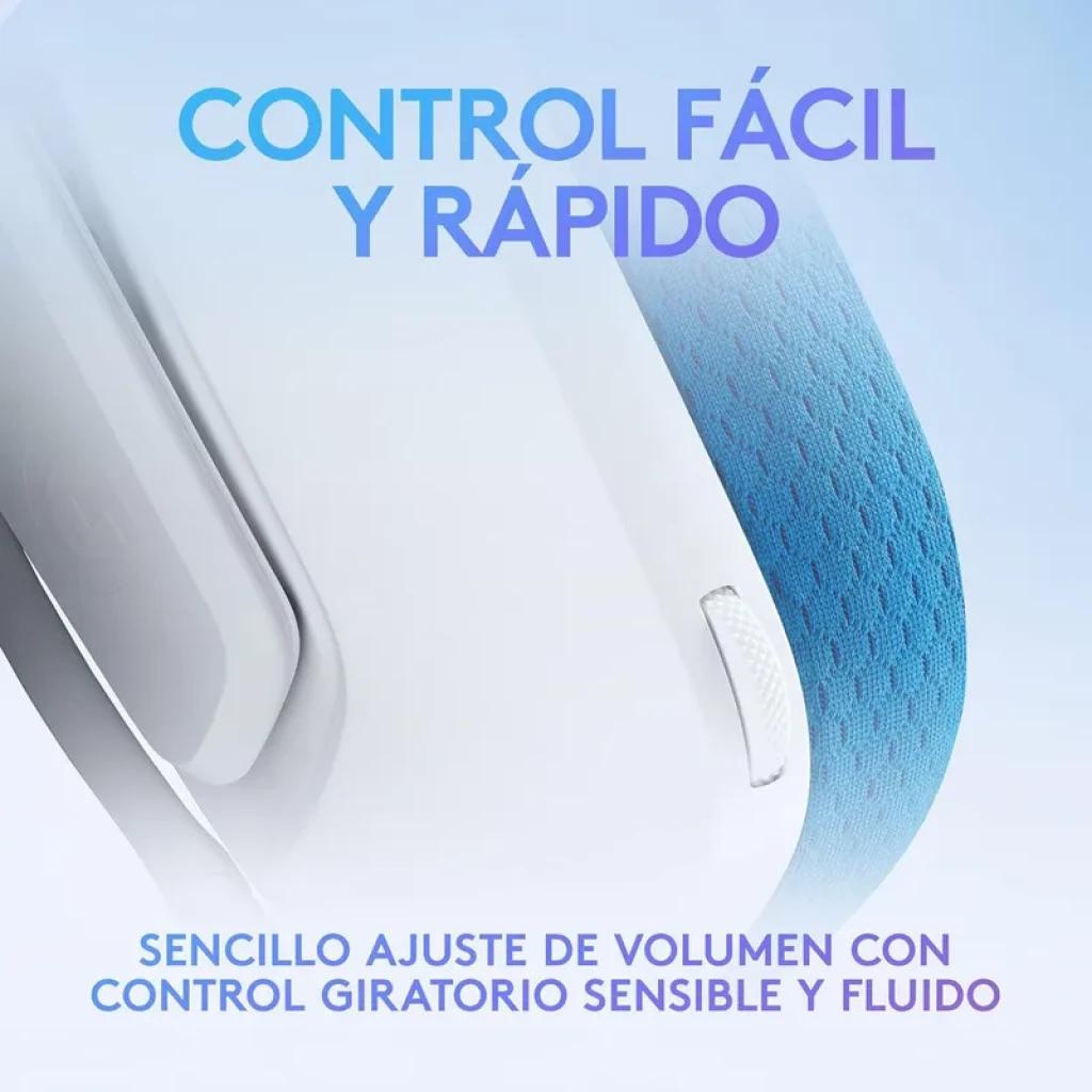 Logitech G335 Auriculares Con Cable Diadema Blanco con control de volumen giratorio, diadema acolchada azul y copa blanca de diseño ligero