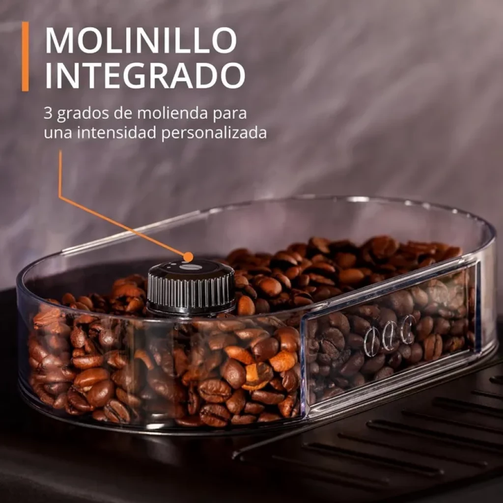 Krups EA8105 Cafetera Super Automática Espresso 1,6 L con molinillo integrado visible, selector de 3 niveles de molienda y depósito de granos transparente