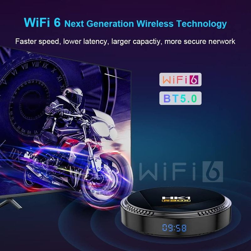 WiFi de HK1 RBox H8 H618 4GB/64GB Wifi 6 Bluetooth Android 12 - Android TV