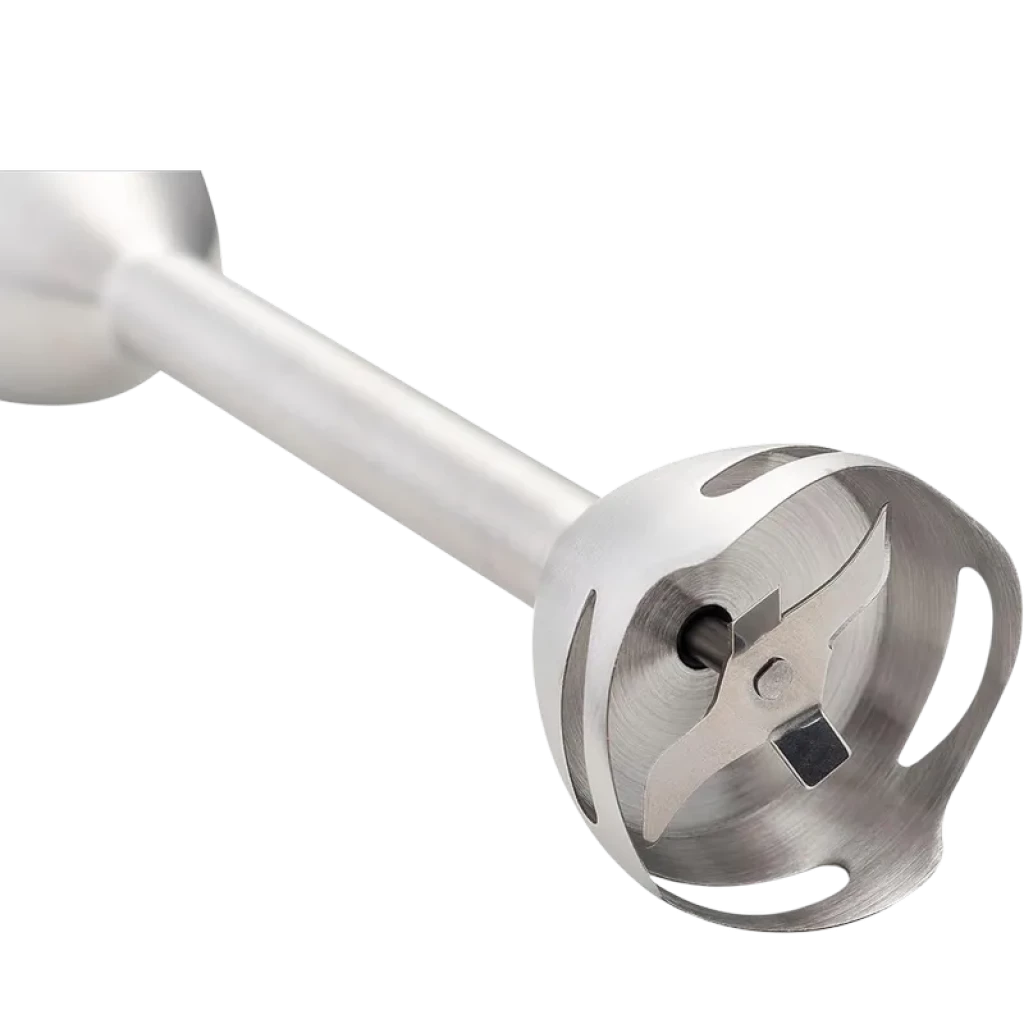 Cúpula y cuchillas de acero inoxidable de la Blaupunkt BP4006 1200W; diseño antisalpicaduras, hélice de 4 hojas afiladas para mezclar y triturar eficiente.