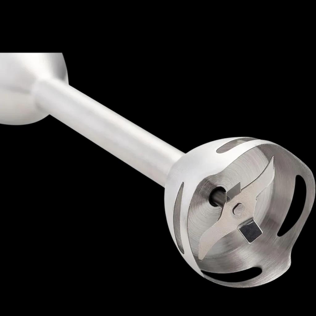 Cúpula y cuchillas de acero inoxidable de la Blaupunkt BP4006 1200W; diseño antisalpicaduras, hélice de 4 hojas afiladas para mezclar y triturar eficiente.