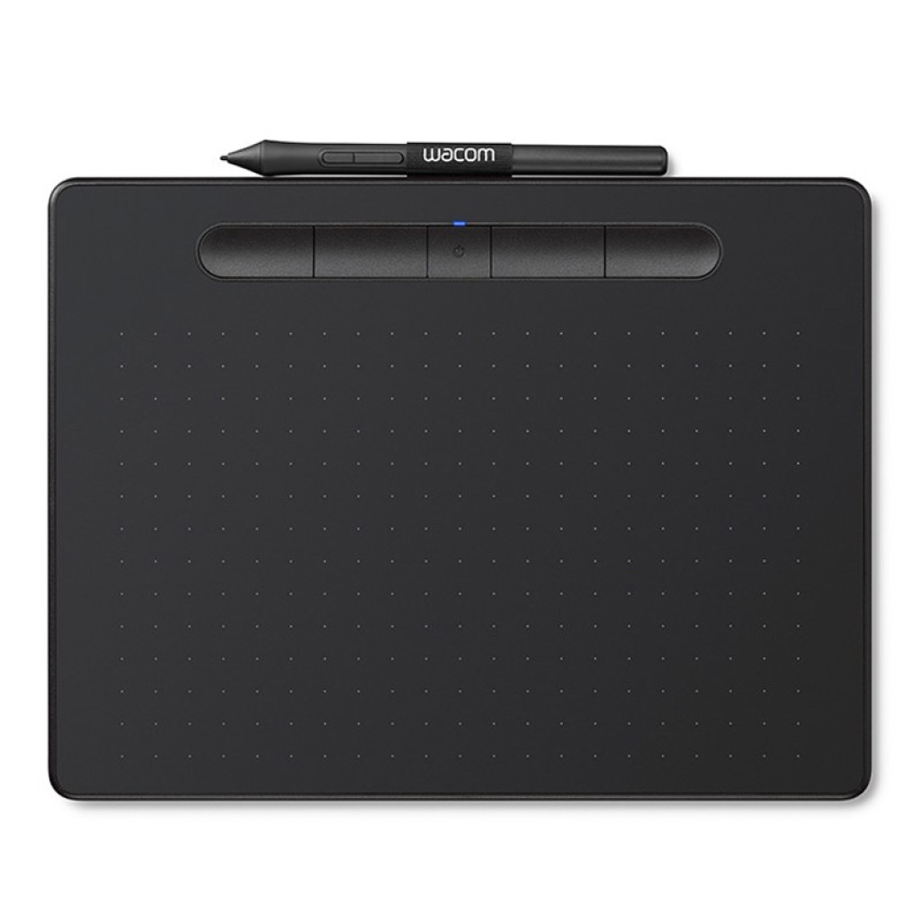 Mesa digitalizadora Wacom Intuos Comfort BT S Pistache sem selo, superfície preta pontilhada, quatro botões ExpressKey e caneta preta inclusa