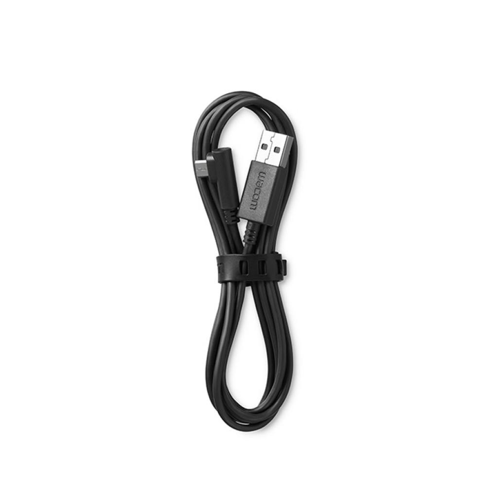 Cabo USB para Mesa digitalizadora Wacom Intuos Comfort BT Tamanho S Pistache, conector USB-A para USB-C, preto, flexível e com presilha organizadora