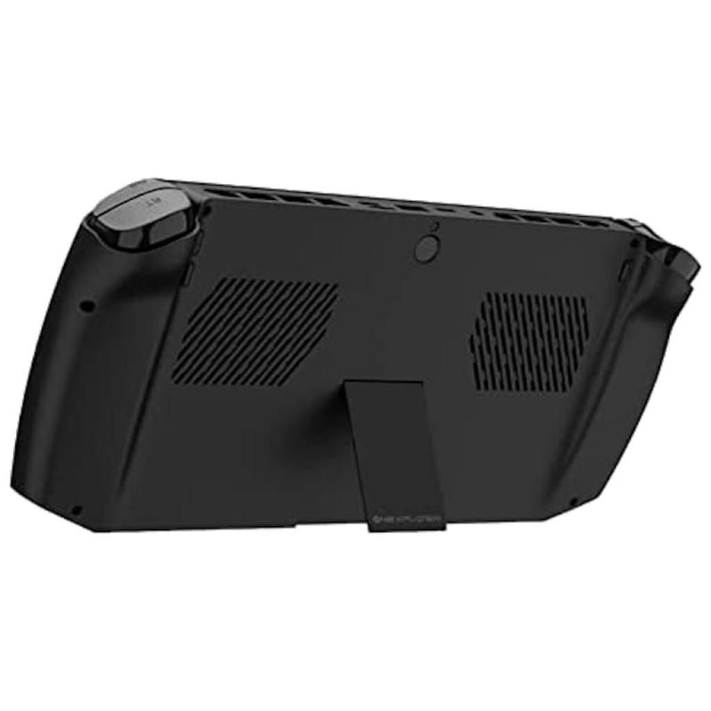 Onexplayer AMD Ryzen 7 4800U 16GB 1TB, consola portátil 8,4 pulgadas. Vista trasera negra con rejillas de ventilación, soporte central y gatillos superiores