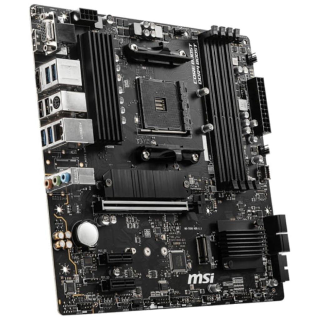 MSI B550M PRO-VDH micro ATX sem selo, placa-mãe preta com soquete AM4, dissipadores de calor robustos, 4 slots DDR4, múltiplas portas USB e PCIe x16