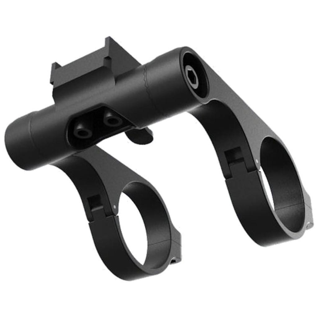 Soporte de manillar negro con doble abrazadera y brazo frontal para ciclocomputador Miles, diseño robusto y ligero, estado desprecintado