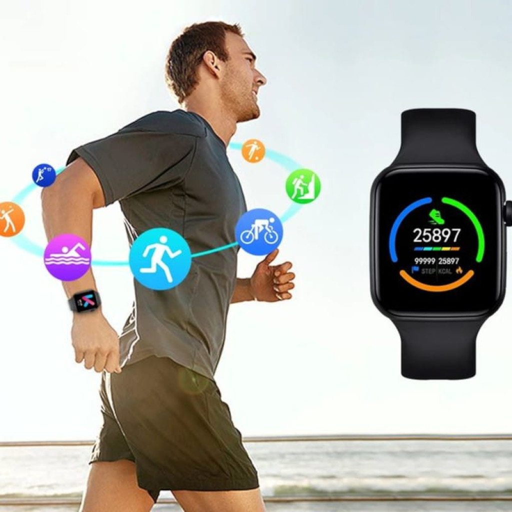 Kumi KU2 Pro Negro Smartwatch Desprecintado con pantalla a color, conteo de pasos y calorías, correa negra de silicona, ideal para running y natación