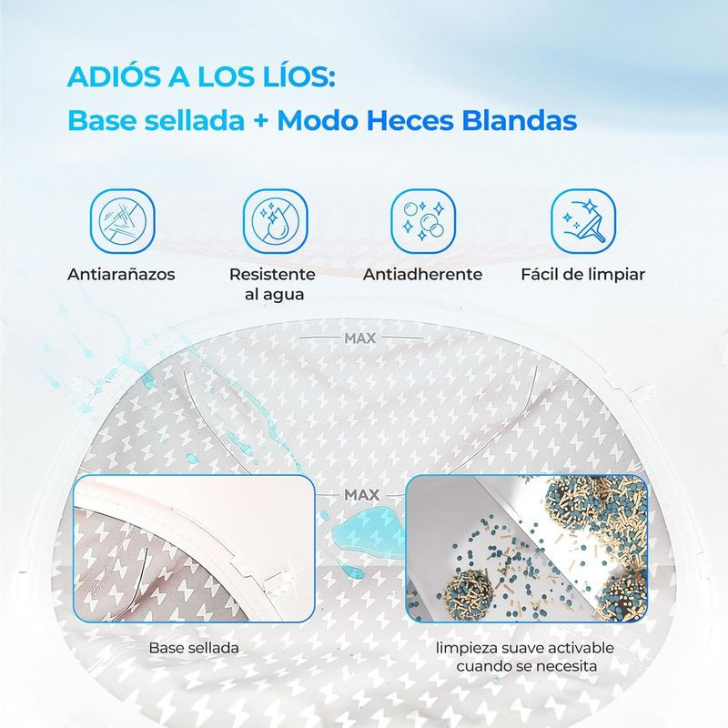 Arenero Autolimpiable Catlink Baymax Scooper SE Blanco con base sellada, antiarañazos, resistente al agua, antiadherente y limpieza suave para heces blandas