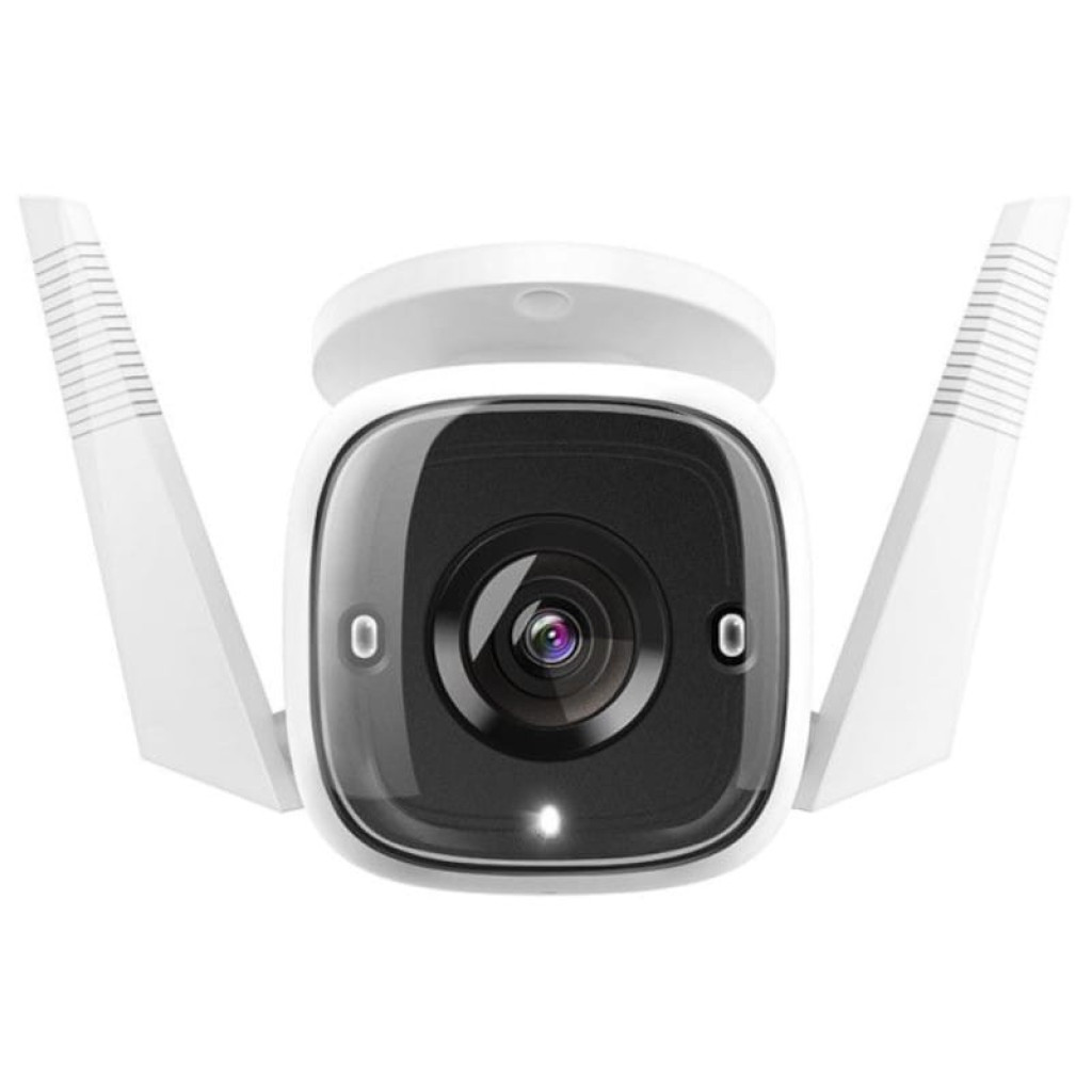 Cámara IP TP-Link Tapo C310 3MP en color blanco, cuerpo cuadrado con lente central, LEDs infrarrojos y dos antenas WiFi laterales, versión desprecintado