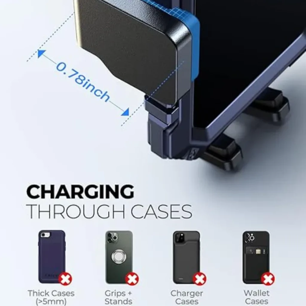 Joyroom JR-ZS341 15W – Support de voiture robuste avec pince réglable, charge sans fil rapide, compatible coques fines, indicateurs discrets