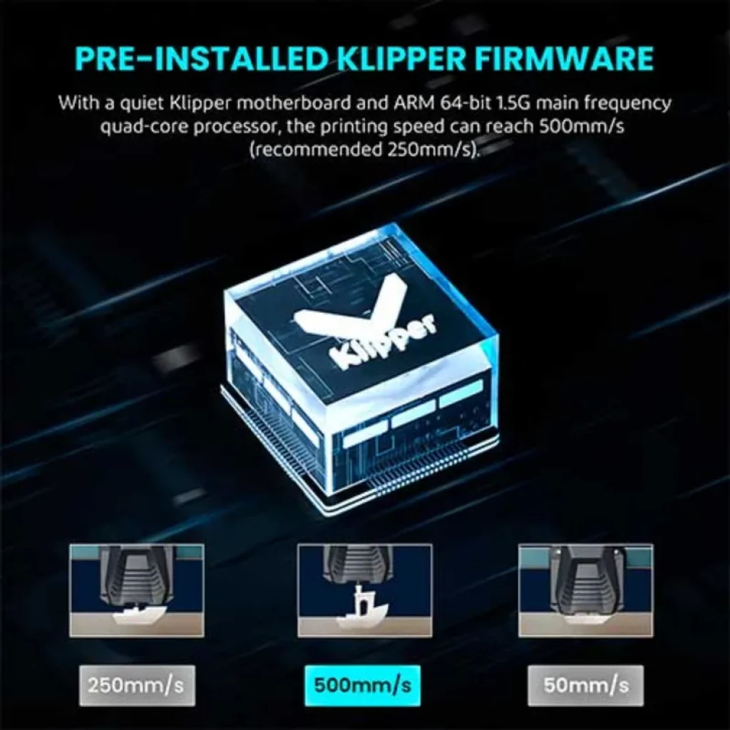 Elegoo Neptune 4 Pro Noir – Module Klipper préinstallé avec processeur ARM 64 bits 1,5 GHz, vitesses d’impression jusqu’à 500 mm/s, visuels de tests