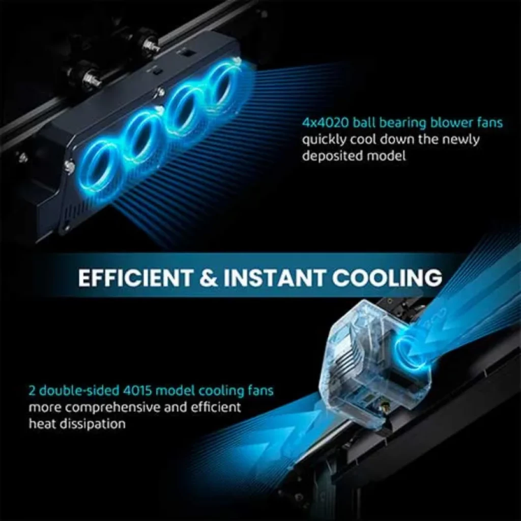 Elegoo Neptune 4 Pro Noir – module de refroidissement: 4 ventilateurs soufflants 4020 à roulements et double ventilateur 4015, refroidissement rapide et
