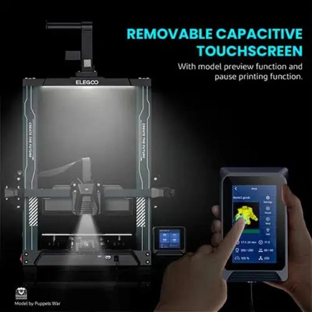 Elegoo Neptune 4 Pro Noir – imprimante 3D FDM avec écran tactile capacitif amovible, aperçu du modèle et fonction de pause, cadre robuste éclairé