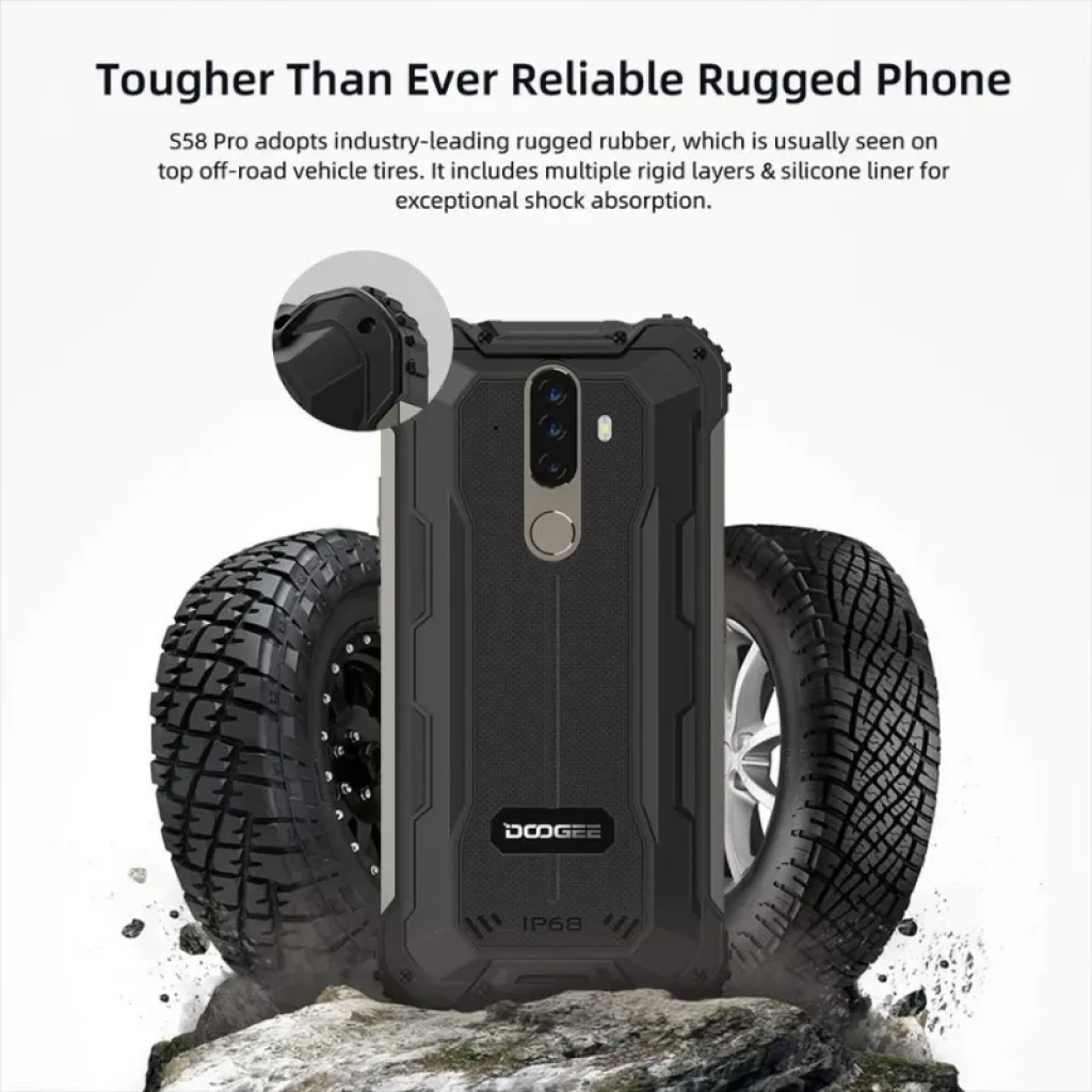 Doogee S58 Pro 6GB/64GB Negro Clase B Reacondicionado con carcasa rugerizada, bordes reforzados, cámara dual trasera, lector de huellas y sello IP68