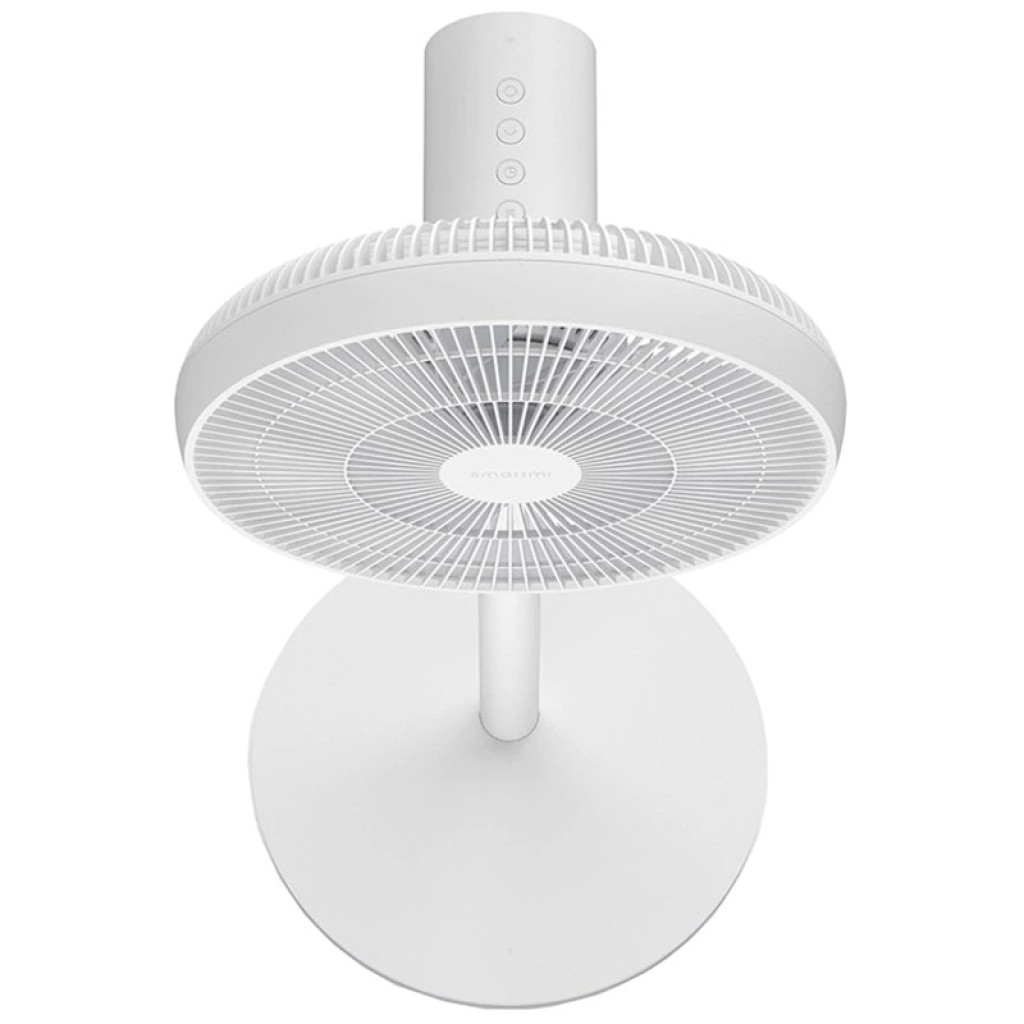 Ventilador de pie Xiaomi Smartmi Pedestal Fan 2S Desprecintado en color blanco, diseño minimalista con rejilla circular, base redonda y controles táctiles en