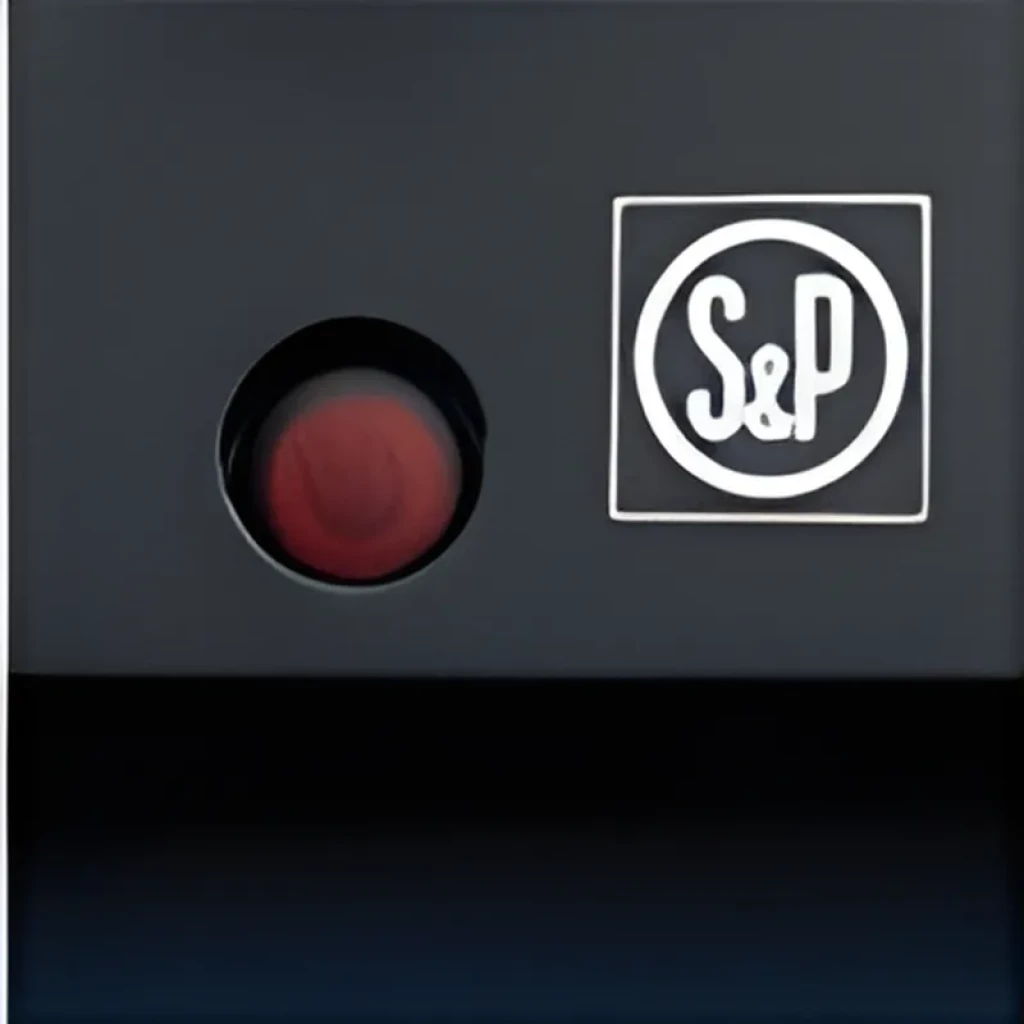 Detalle del panel frontal negro con logo S&P en marco blanco y luz indicadora roja del Calefactor Eléctrico Horizontal Soler & Palau TL-20 N
