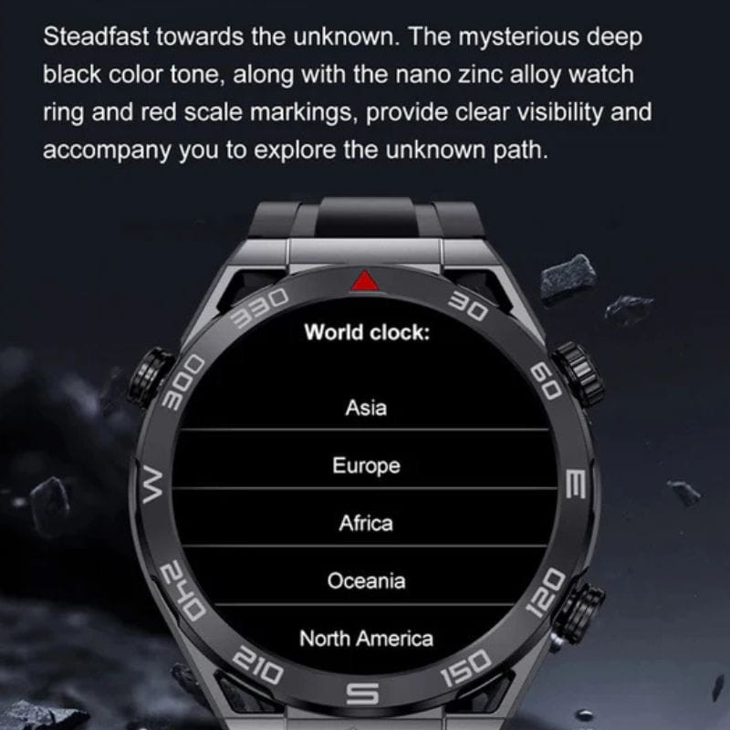 DT NO.1 Ultra Mate Preto com Correia Metálica Preta - Relógio inteligente com imagem e horários mundiais
