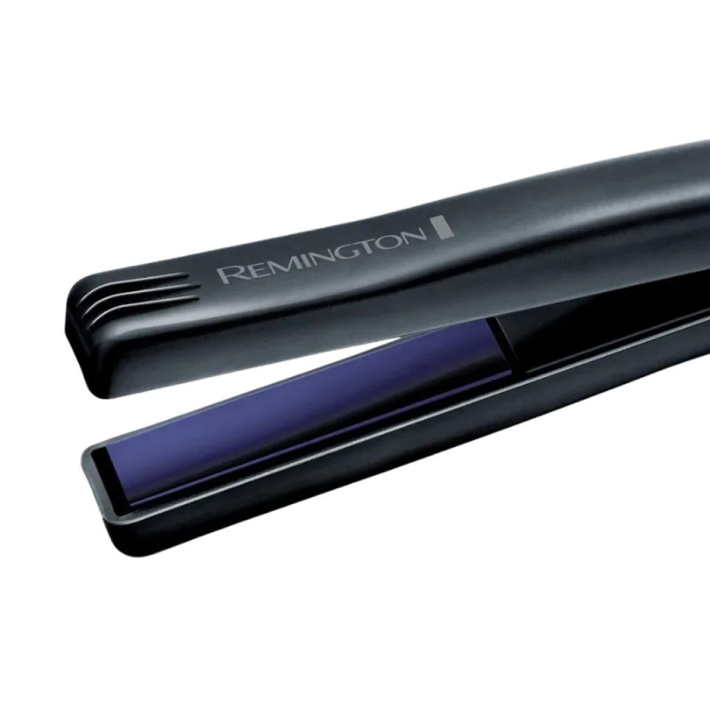 Remington S2880 Plancha de pelo mini Negro con placas estrechas cerámicas en tono azul, diseño compacto y ligero, ideal para retoques y viajes