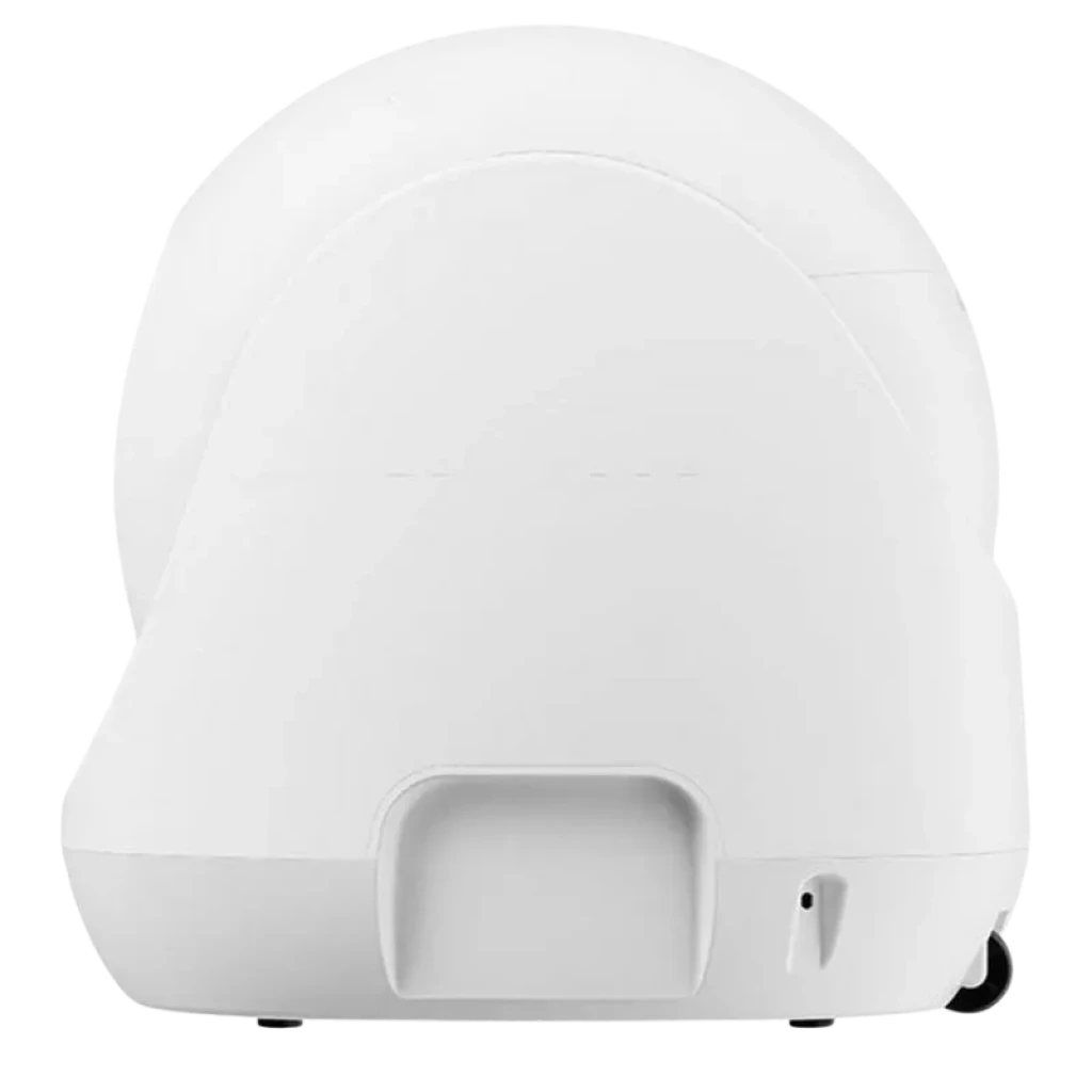 CATLINK Baymax Lite Blanc bac à litière autonettoyant, coque blanche arrondie, ouverture basse frontale, roulettes discrètes et port d alimentation latéral