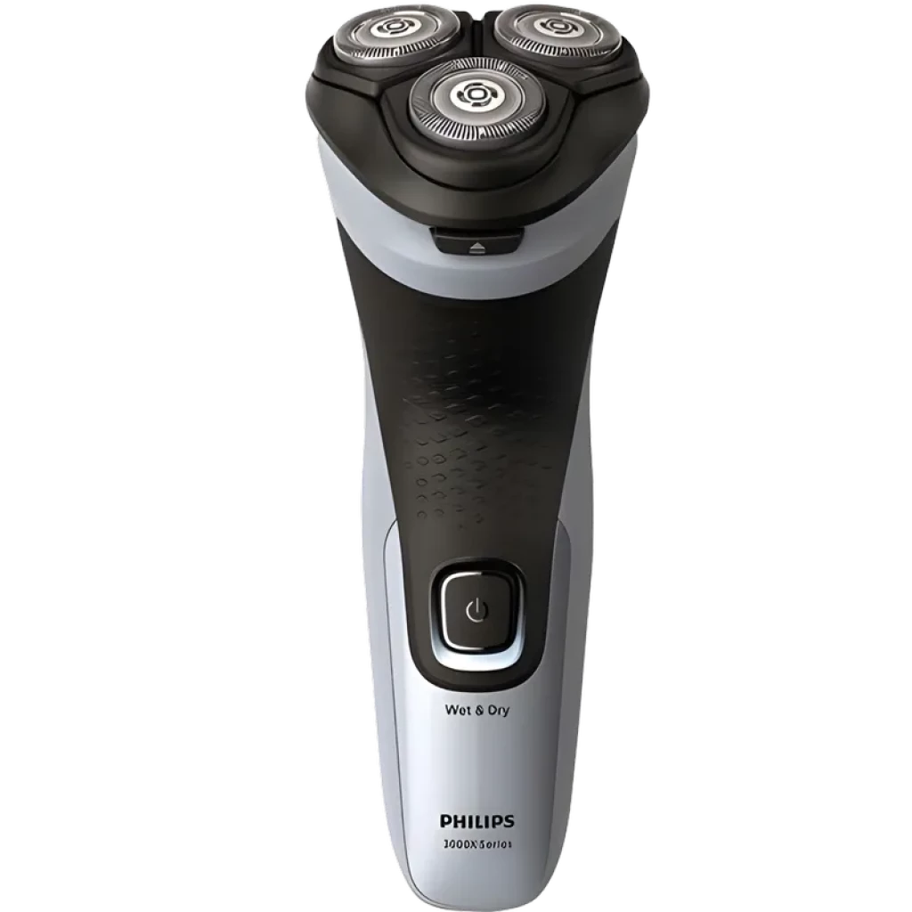 Philips Shaver 3000X Series X3003/00 Noir/Bleu électrique avec tête triple rotative, bouton d alimentation frontal et poignée antidérapante Wet and Dry