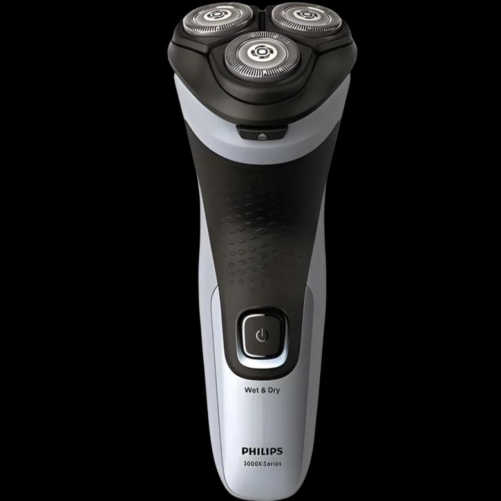 Philips Shaver 3000X Series X3003/00 Noir/Bleu électrique avec tête triple rotative, bouton d alimentation frontal et poignée antidérapante Wet and Dry