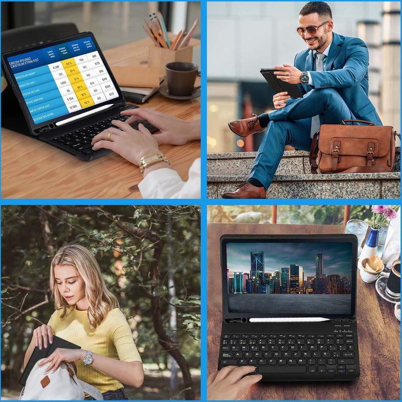 Funda con Teclado Samsung Galaxy Tab A11+ Español con base tipo folio, teclas compactas, soporte para lápiz y protección rígida; ideal para trabajo y viaje