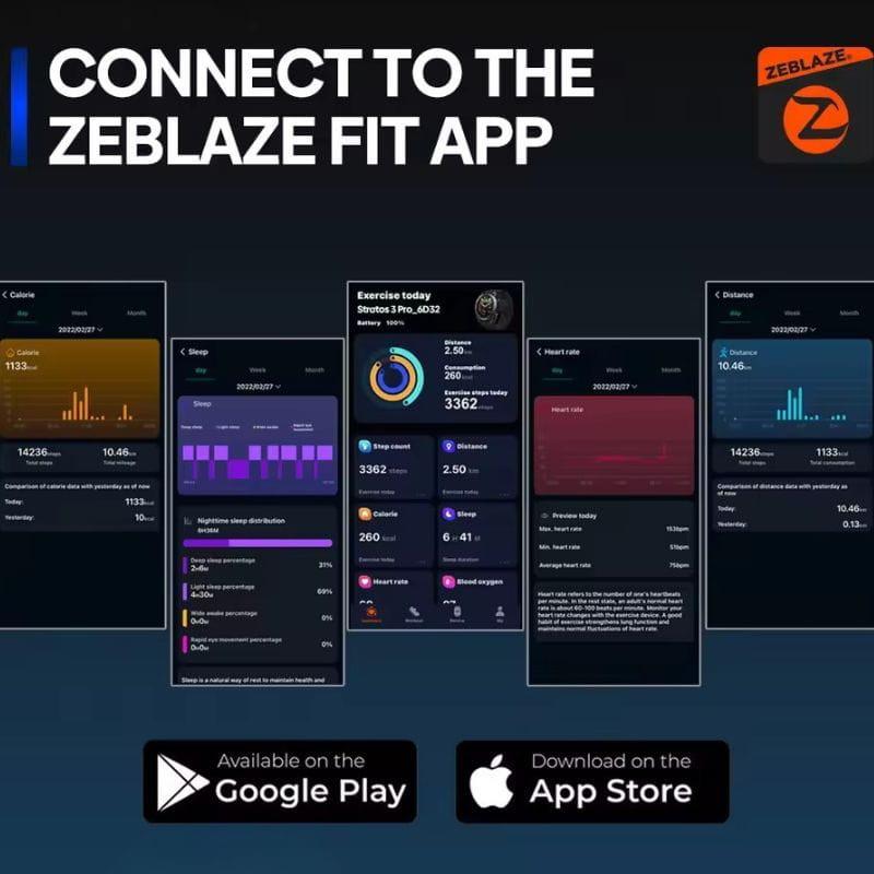 Zeblaze Stratos 3 Pro Azul - Relógio inteligente com ecrã AMOLED HD, conectividade