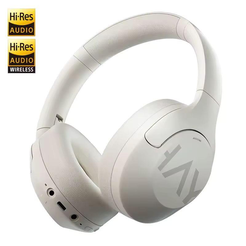 Haylou S30 ANC Blanco, audífonos over-ear blancos con cancelación activa, copas acolchadas, diadema curva, botones laterales y puertos de audio y carga.