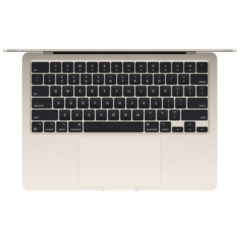 Teclado y trackpad del Apple MacBook Air M2 2022 en color Blanco Estrella, diseño delgado, teclas negras retroiluminadas y gran superficie táctil, estado