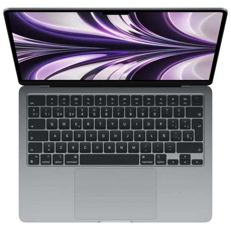 MacBook Air M2 2022 gris espacial renovado en excelente estado, pantalla Retina con notch, teclado retroiluminado negro y gran trackpad de vidrio