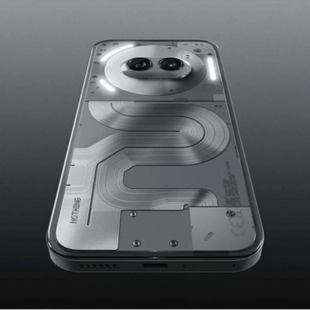 Nothing Phone 2a Plus 12Go/256Go Gris avec dos transparent gris, circuits visibles, double capteur photo circulaire, bords plats et finitions métalliques