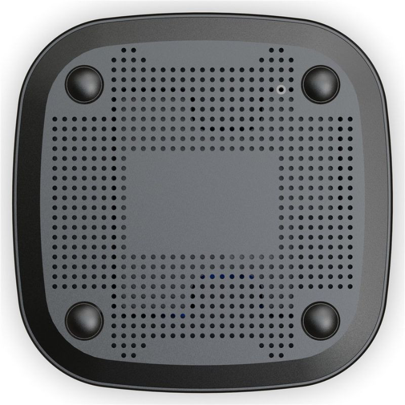 Reproductor Android TV negro compacto con logo androidtv, puerto USB lateral y ranura microSD; diseño curvo mate T1 H313 2GB/8GB WiFi Dual Android 13