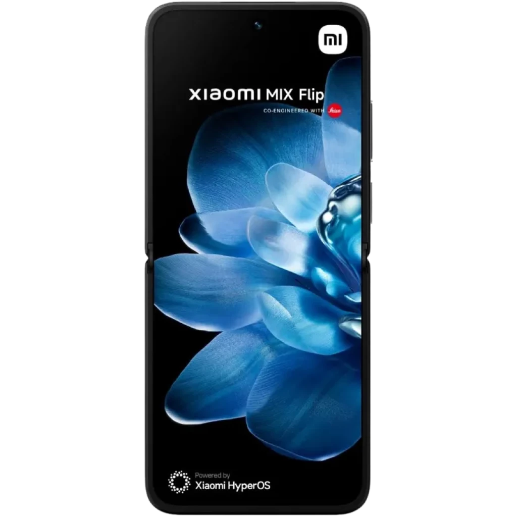 Xiaomi Mix Flip 5G 12Go/512Go Noir avec grand écran bord à bord, poinçon centré, finition noire élégante et interface HyperOS affichée