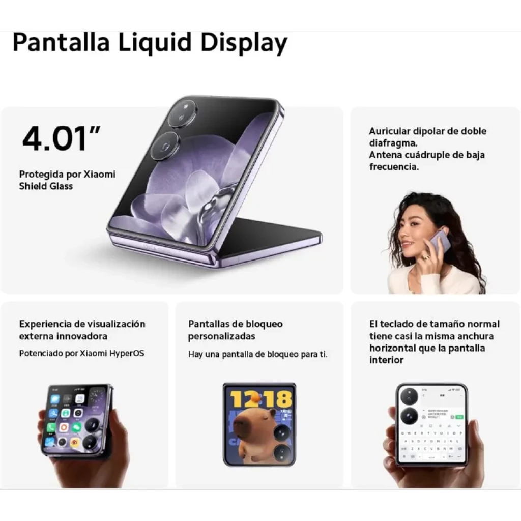 Xiaomi Mix Flip 5G noir, smartphone pliable avec écran externe 4,01 pouces, double capteur photo circulaire, charnière solide et interface personnalisable