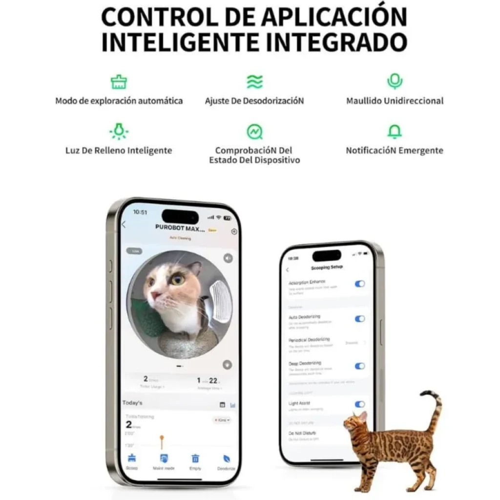 Caixa de areia automática PETKIT Purobot Max Pro 2 com câmara, app de controlo, luz inteligente, desodorização ajustável e notificações; extragrande