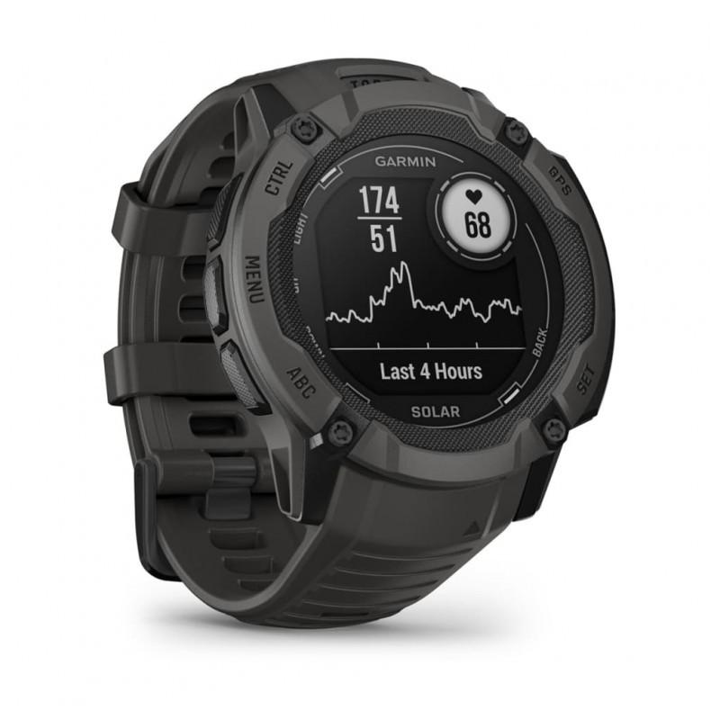 Garmin Instinct 2X Solar 50mm Preto - vista frontal e lateral