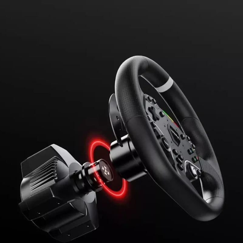 MOZA Racing ESX - Volante para PC/XBOX con aro redondo, empuñaduras texturizadas, botones retroiluminados y sistema de liberación rápida iluminado en rojo