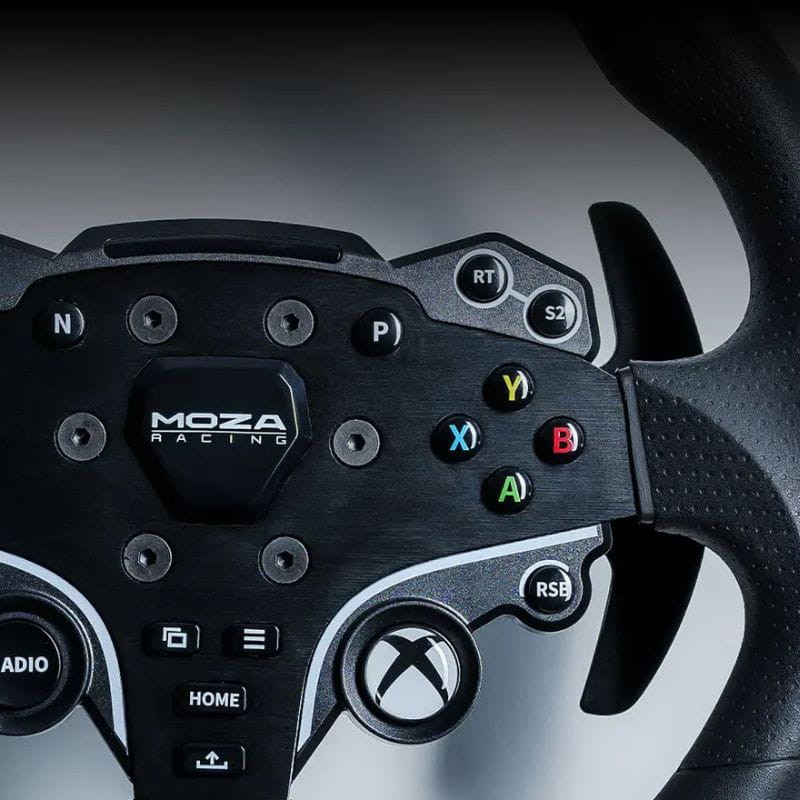 MOZA Racing ESX Volante para PC/XBOX con botones ABXY, cruceta, palancas RT LT y perillas S1 S2; acabado negro mate y agarres ergonómicos para simulación