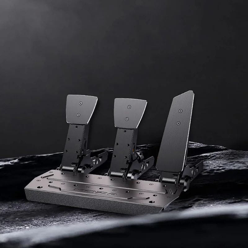 Moza Racing SR-P Negro - Pedales PC con tres pedales metálicos ajustables, base robusta y acabado negro mate, diseño modular para simulación de conducción