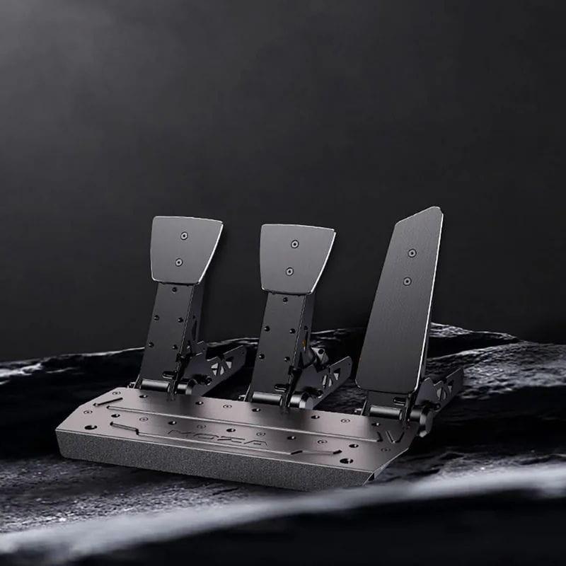 Moza Racing SR-P Negro - Pedales PC con tres pedales metálicos ajustables, base robusta y acabado negro mate, diseño modular para simulación de conducción