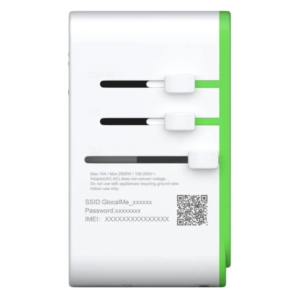 Adaptador de Viaje GlocalMe Roamplug 4G WiFi 4 en 1 - vista lateral