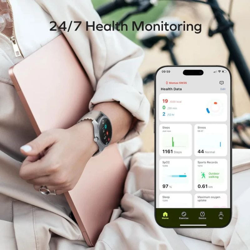 Momax SW2S Prateado - Relógio inteligente com aplicação