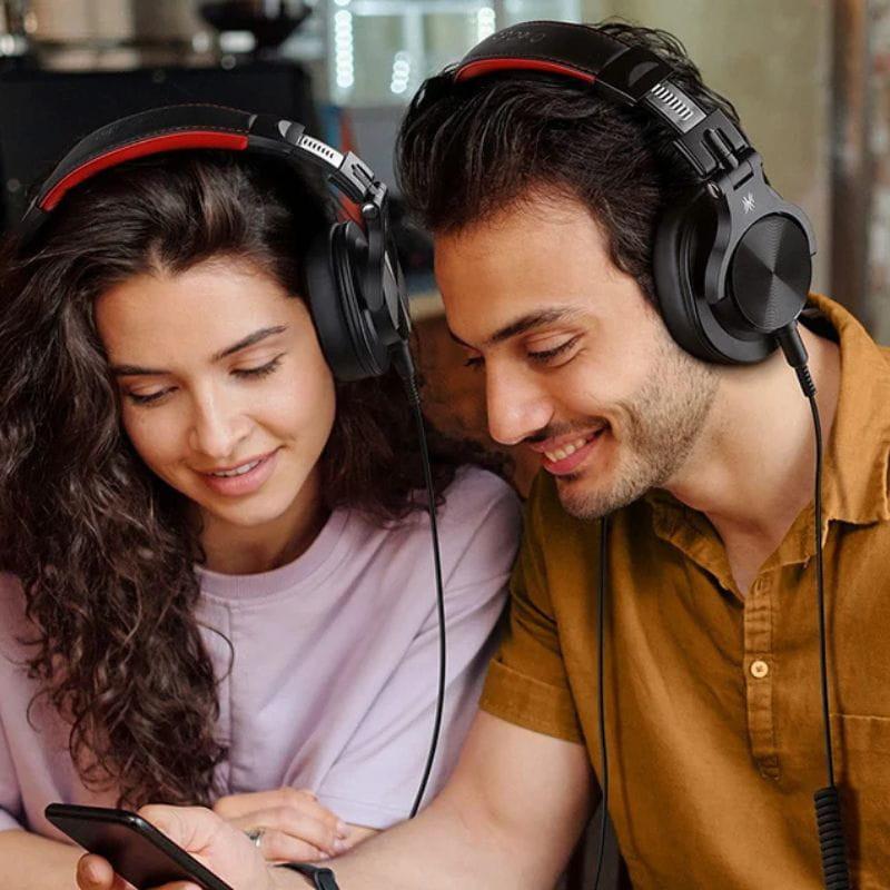 OneOdio Fusion A70 Rojo/Negro - Auriculares Bluetooth com cabo