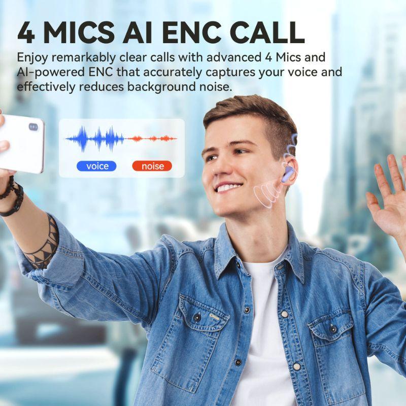 EarFun Air Life TWS Violet - Écouteurs Bluetooth, avec 4 microphones IA