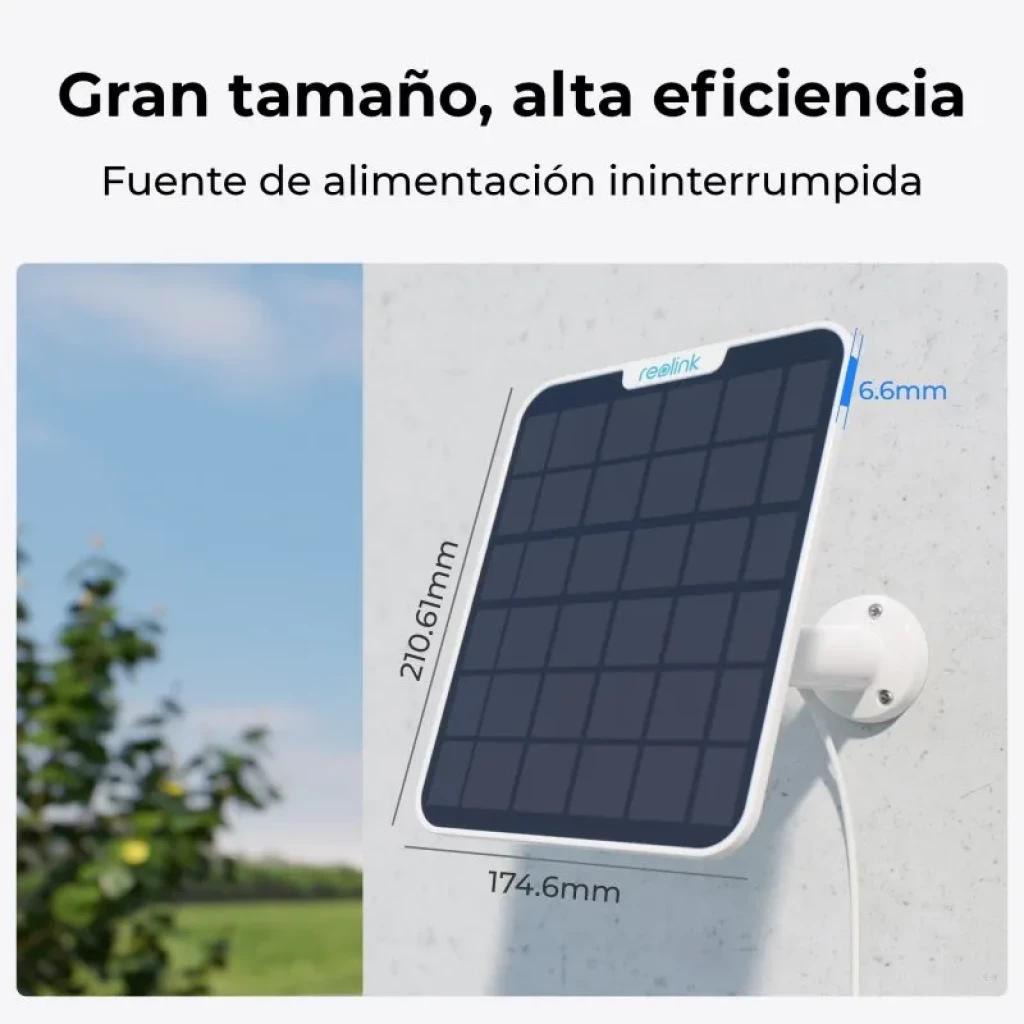 Panneau solaire Reolink Solar Panel 2 6W IP65, noir avec cadre blanc, montage mural réglable, dimensions 210,6 x 174,6 x 6,6 mm, pour caméras Reolink