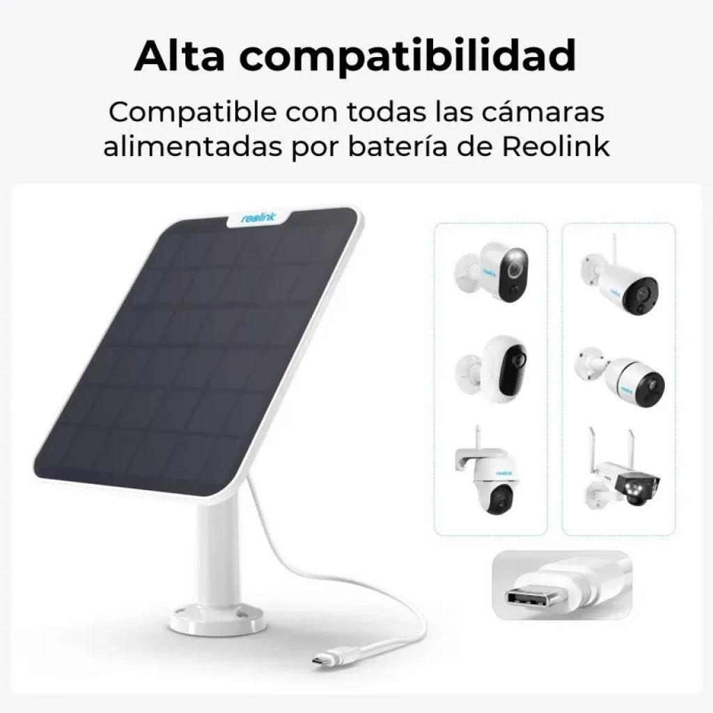 Panneau solaire Reolink 2 6W IP65 avec support réglable et câble, panneau noir avec cadre blanc ; compatible avec les caméras Reolink à batterie