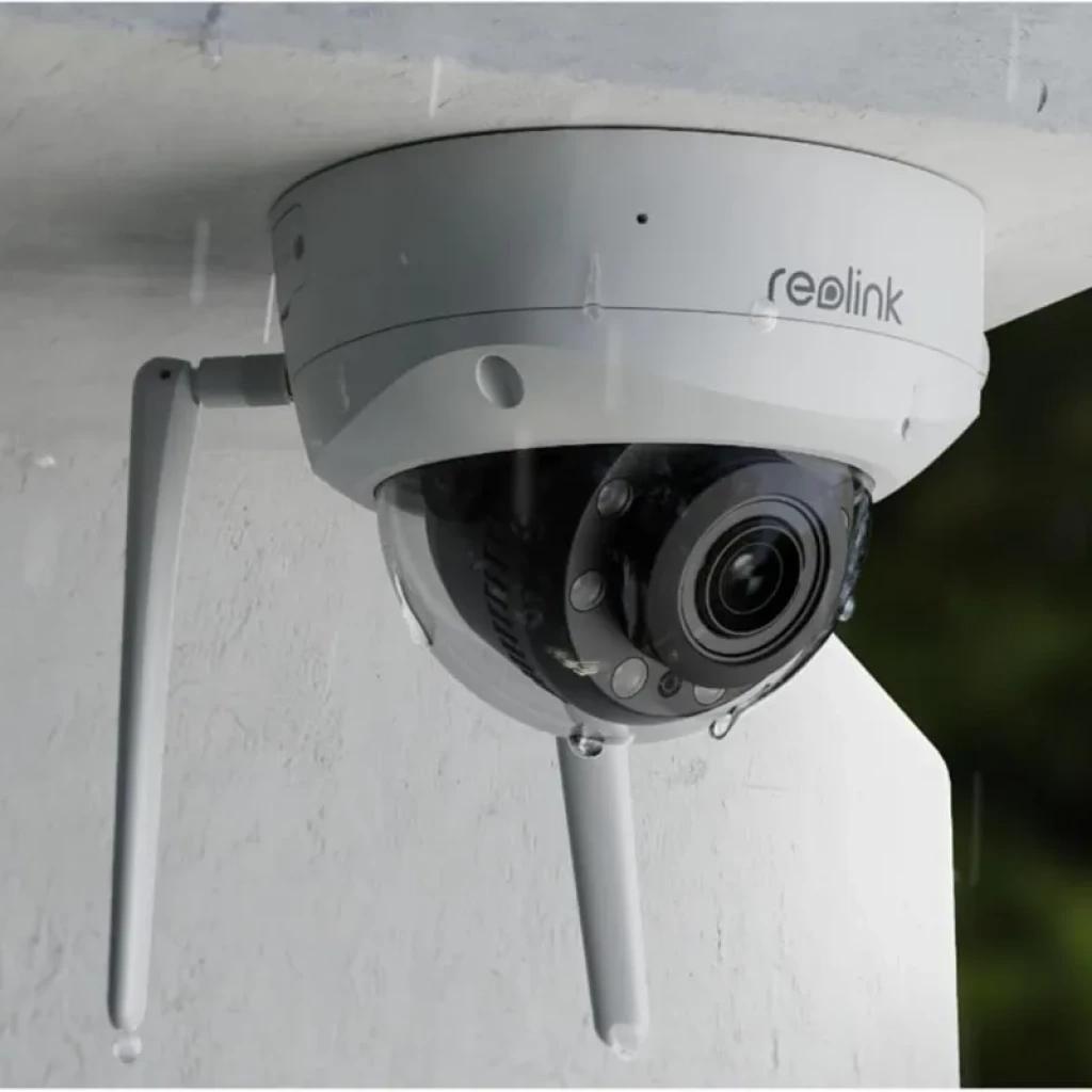Cámara domo Reolink W437 4K 8MP con zoom óptico 5X, WiFi, carcasa blanca resistente a la lluvia, antenas duales y lente protegido en cúpula para exterior