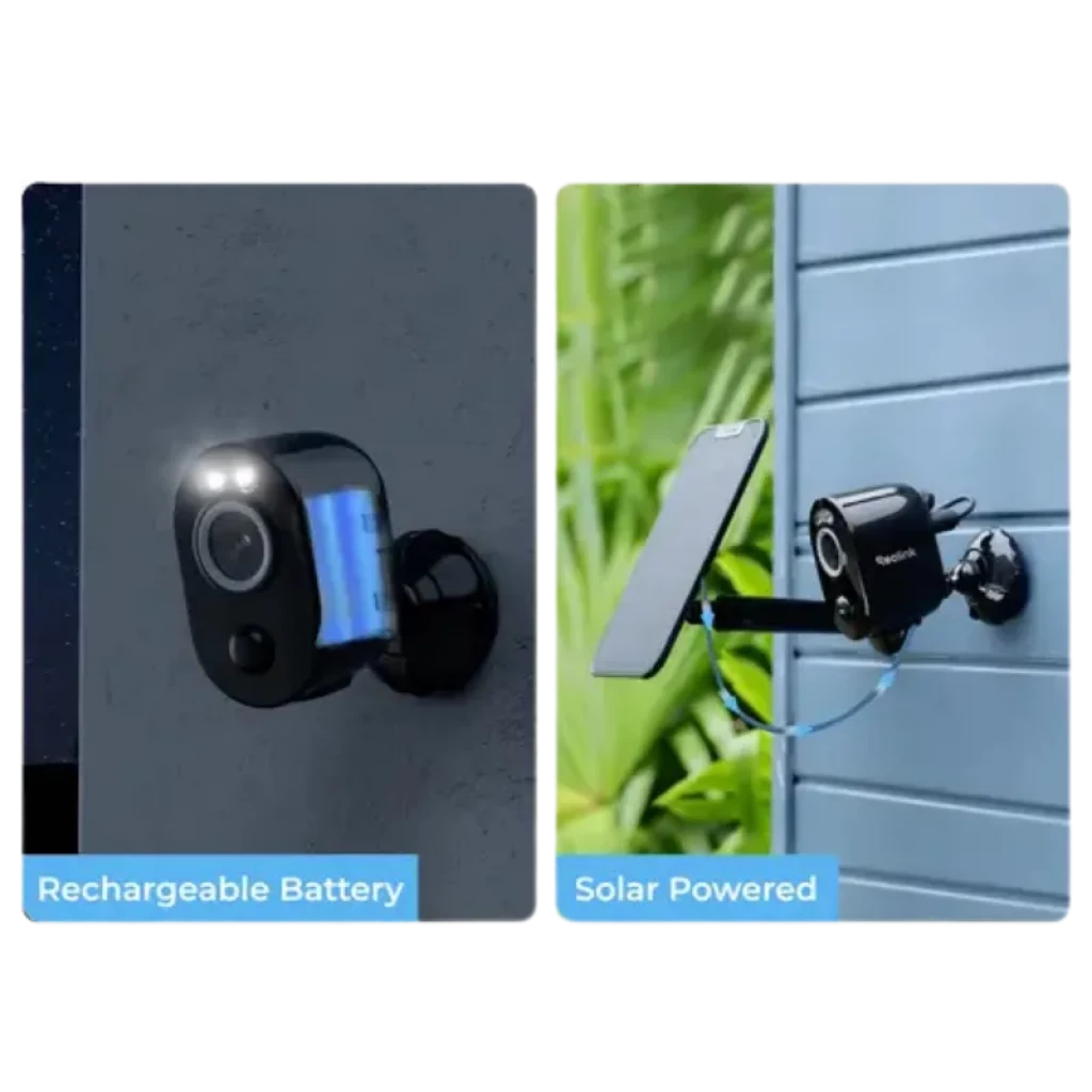 Reolink Argus Series B330-B con luz LED, visión nocturna a color, batería recargable y opción de alimentación solar para exteriores WiFi