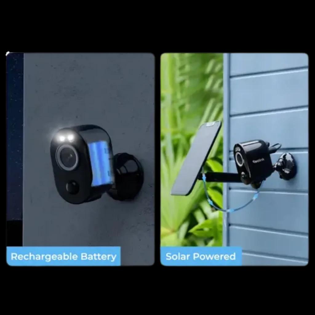 Reolink Argus Series B330-B con luz LED, visión nocturna a color, batería recargable y opción de alimentación solar para exteriores WiFi
