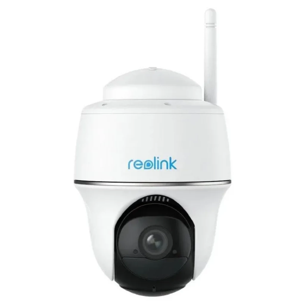 Reolink Argus Series B420 exterior, domo blanco con antena WiFi y lente negro PTZ